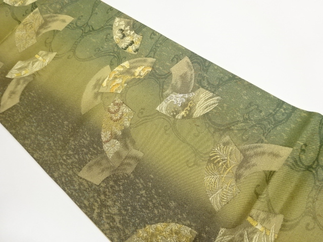 JAPANESE FUKURO OBI / WOVEN KIKU & JIGAMI PATTERN